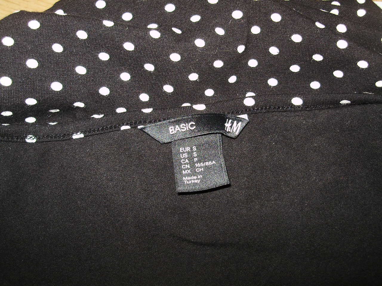 H&M Kleid schwarz Kurzarm weiße dots Rundausschnitt Gr S wie neu