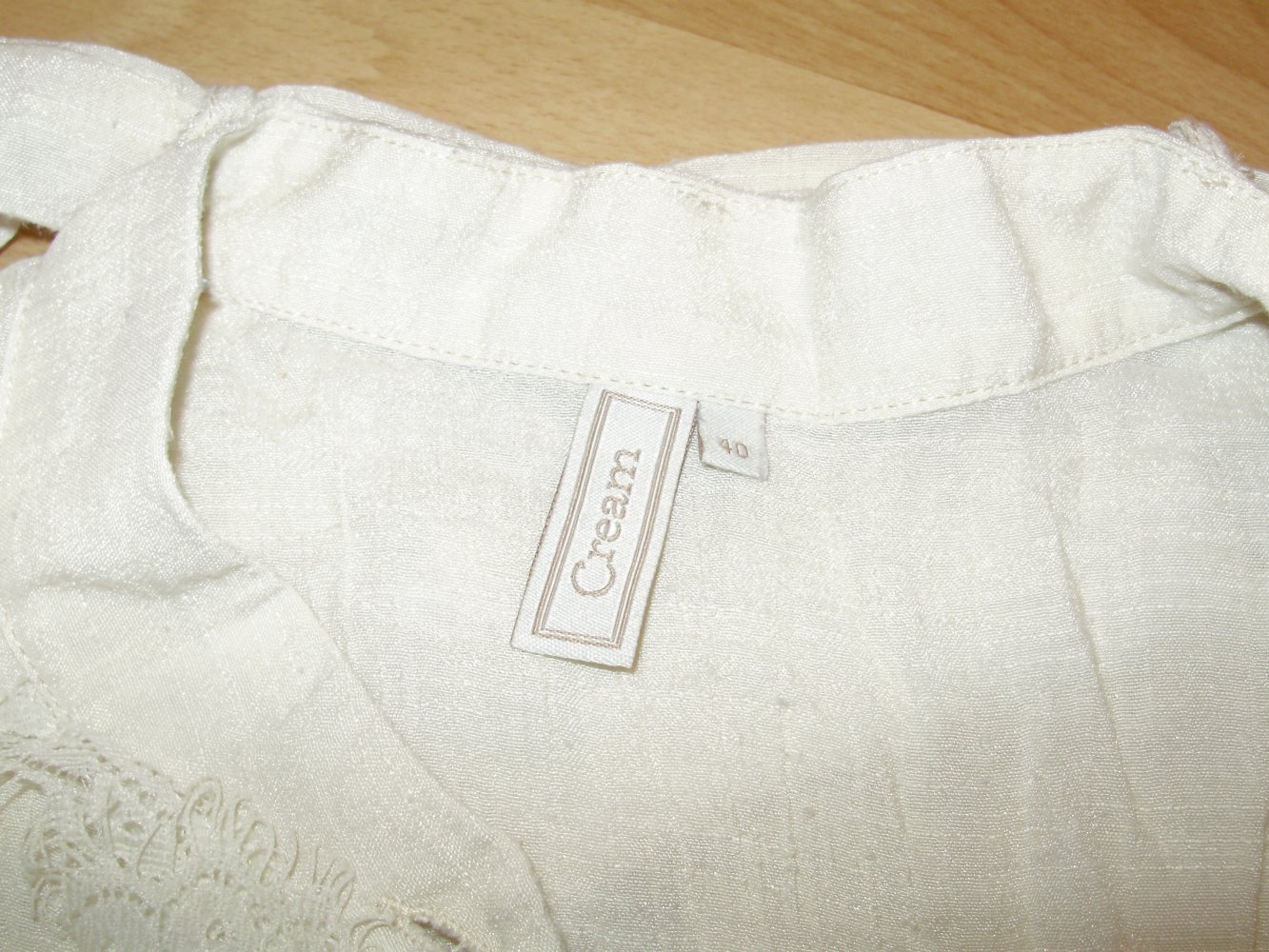 Cream Bluse beige Spitze romantisch Gr 40 wie neu