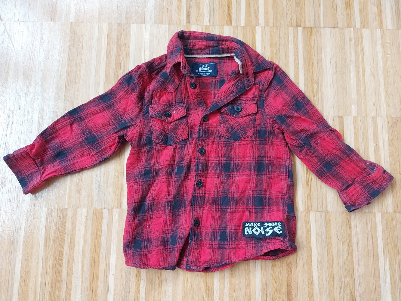 schwarz-rot kariertes Holzfällerhemd, Gr. 92 