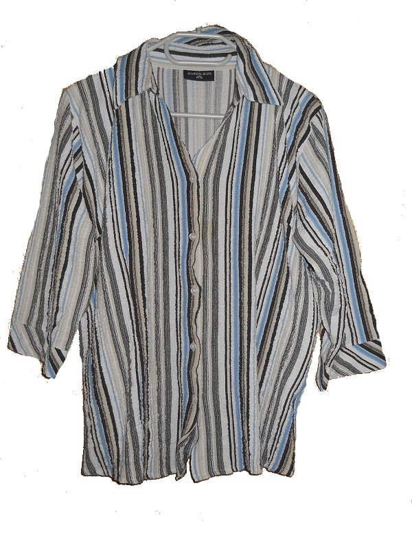 Bluse gestreift Streifen Krinkel Crinkle weiß beige blau schwarz Gr. 1XL 46/48