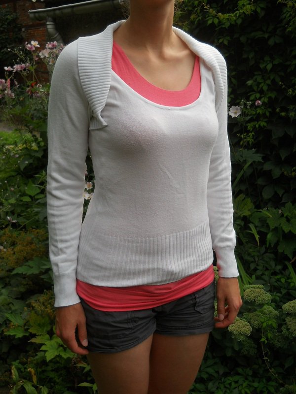 Pullover Strick Strickpullover weiß 2in1 Gr. M 38/40