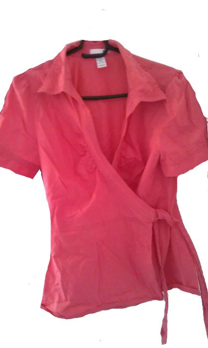 Bluse Wickelbluse koralle lachs Puffärmel kurzärmelig H&M Gr. 40
