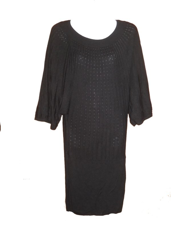 Strickkleid / Longpullover Fledermausärmel schwarz Gr. S