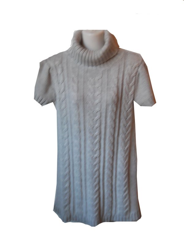 Longpullover / Minikleid Zopfmuster Rollkragen kurzärmelig Gr. M 38/40