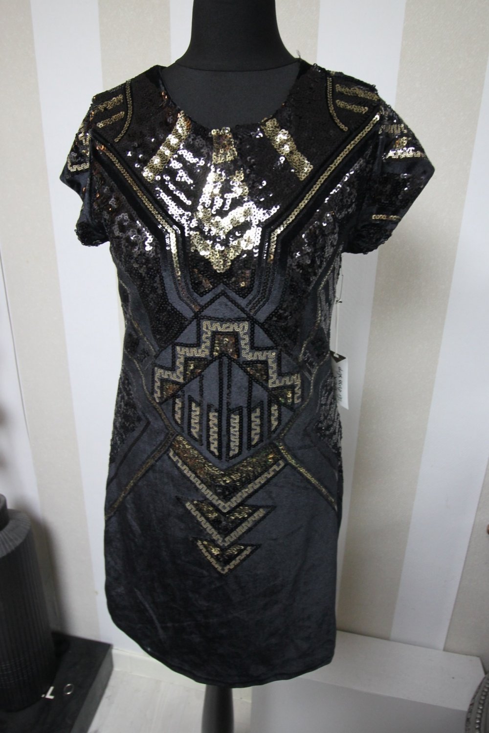Neu Kleid Pailletten Silvester Party Cocktailkleid