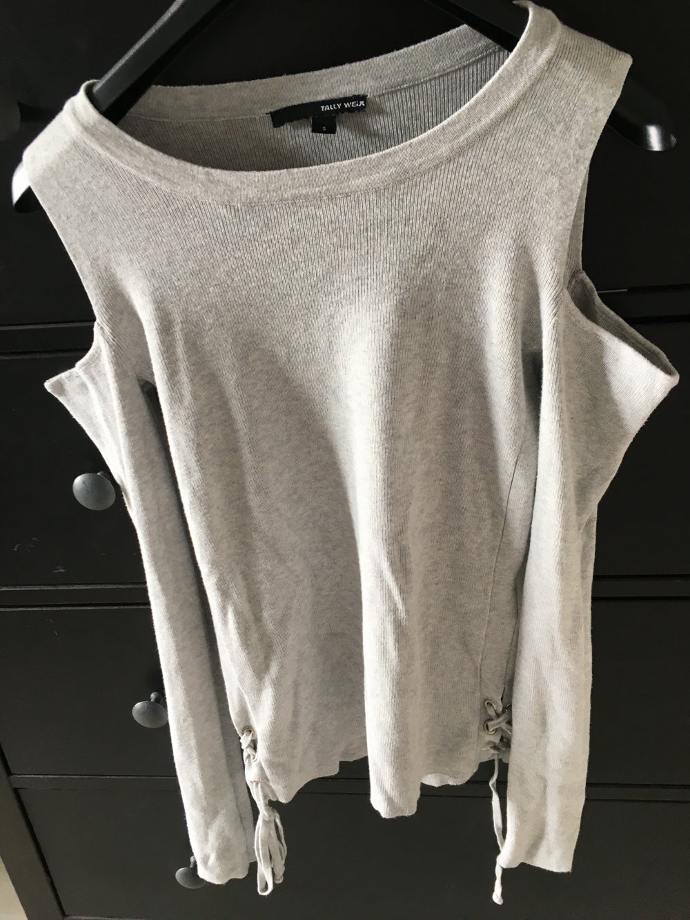 Shirt Langarmshirt mit Cut outs Tally Weijl S grau
